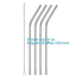 Eco-friendly reusable metal drinking straw stainless steel straw set with brush in blister card packing bagease bagplast supplier