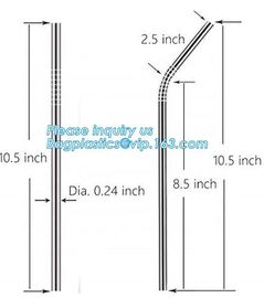 Eco-friendly reusable metal drinking straw stainless steel straw set with brush in blister card packing bagease bagplast supplier