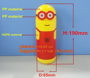 package of BPA free plastic minions water bottle with straw,tritan fruit infuser water bottle sports drink bottle cup supplier