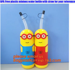 package of BPA free plastic minions water bottle with straw,tritan fruit infuser water bottle sports drink bottle cup supplier