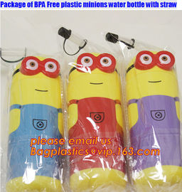 package of BPA free plastic minions water bottle with straw,tritan fruit infuser water bottle sports drink bottle cup supplier