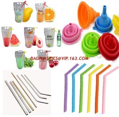 Anti-Cutting Mouth Flexible Silicone Straw Metal Straw With Silicon Tip Sleeve Cleaning Brushes Set Reusable Silicone Dr supplier