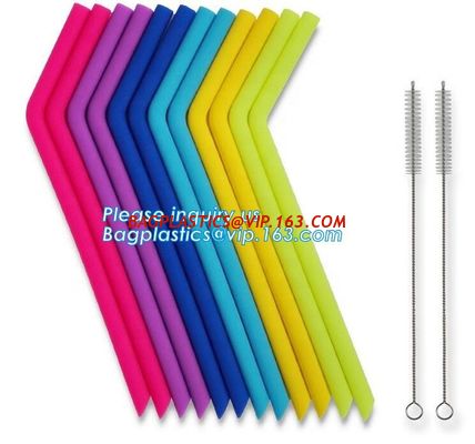 Anti-Cutting Mouth Flexible Silicone Straw Metal Straw With Silicon Tip Sleeve Cleaning Brushes Set Reusable Silicone Dr supplier