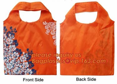 China Factory Custom Grocery Use Polyester T-Shirt Reusable Folding Shopping Bag With Pocket,recyclable PP non woven fol supplier