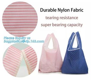 Nylon Supermarket Folding Reusable Shopping Bags Grocery Tote Foldable Ripstop Polyester Shopping Bag BAGPLASTICS PACKAG supplier