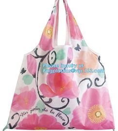 Custom heat sublimation reusable green polyester grocery fold tote bag foldable shopping bag,Drawstring Backpack/Promoti supplier