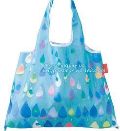 Custom heat sublimation reusable green polyester grocery fold tote bag foldable shopping bag,Drawstring Backpack/Promoti supplier