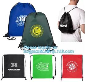 New recycled pp woven bag custom foldable polyester shopping bags,Hot Sales Gym Bag Drawstring 210d Polyester Drawstring supplier