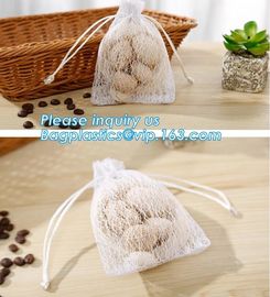 china factory promotional white cotton nylon mesh drawstring raschel bag for dry fruit storage, nylon mesh bags, bagease supplier