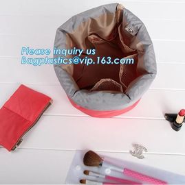 waterproof big container cylinder cosmetic make up bag with 3 mini bags, cosmetic bag, make up bag, bagplastics bagease supplier