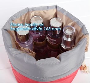 waterproof big container cylinder cosmetic make up bag with 3 mini bags, cosmetic bag, make up bag, bagplastics bagease supplier