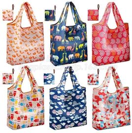 ECO Friendly nylon foldable reusable grocery bag 5 cute designs folding shopping tote bag fits in pocket bagease package supplier