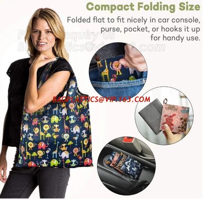 ECO Friendly nylon grocery shopping bag, tote bag shape with chic pattern,fold up for easy storage,widened handles, boat supplier