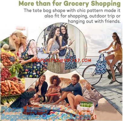 ECO Friendly nylon grocery shopping bag, tote bag shape with chic pattern,fold up for easy storage,widened handles, boat supplier