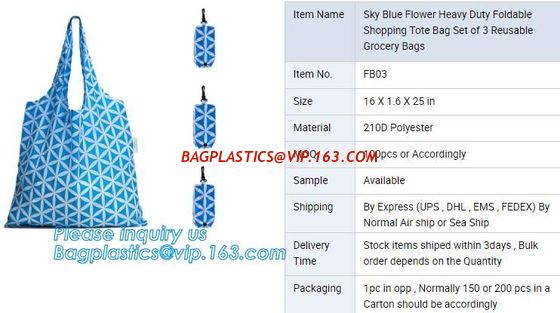 Poly Folding Foldable Grocery Bag, Custom Nylon Reusable Foldable Shopping Bag,420D Polyester Gymsack Varsity Bag packag supplier