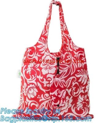 Poly Folding Foldable Grocery Bag, Custom Nylon Reusable Foldable Shopping Bag,420D Polyester Gymsack Varsity Bag packag supplier