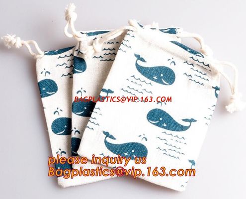Wholesale Custom logo printed small 100% organic cotton muslin drawstring gift jewelry bag for sale,Personalized Colorfu supplier