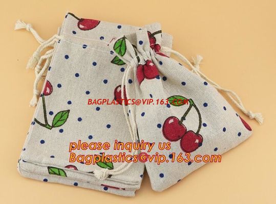 Wholesale Custom logo printed small 100% organic cotton muslin drawstring gift jewelry bag for sale,Personalized Colorfu supplier