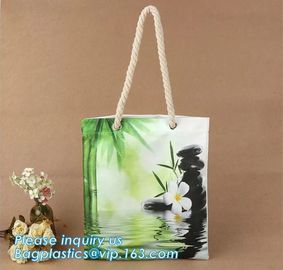 Cotton handle bag shopping tote bag with custom printing,waxed standard size 12oz organic blank rope handle cotton canva supplier