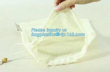 Factory wholesale reusable long handle cotton net produce bag,cotton net shopping bags for vegetables fruits bagease supplier