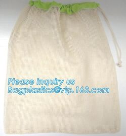 Factory wholesale reusable long handle cotton net produce bag,cotton net shopping bags for vegetables fruits bagease supplier