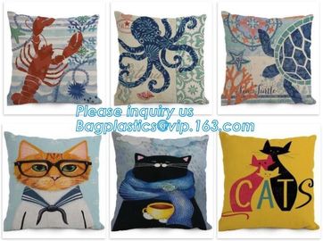 Wholesale Custom Fashion Chinese Style Lucky Cat Digital Printing Linen Throw Car Seat Pillow Cushion Cover bagplastics supplier