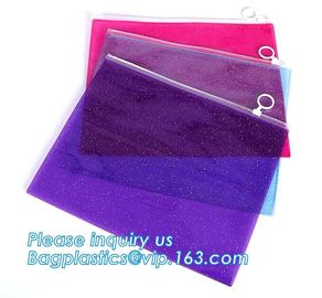 PVC A3 Document bags, file bags,stationery within mesh PVC clear plastic packaging waterproof zipper document bag/ durab supplier