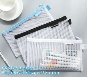 Promotional high quality custom logo plastic mesh document bag PVC file holder bag with zipper,A4 Colorful Printed Docum supplier