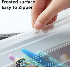 Frosted surface easy to seal zipper file bag, stationary holder pack,transparent frosted A4/A5 bag, protable slider seal supplier