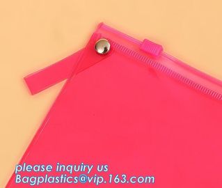 stationery waterproof plastic documents pouch PVC zipper lock file bag with pocket,document carrying zip file folder bag supplier