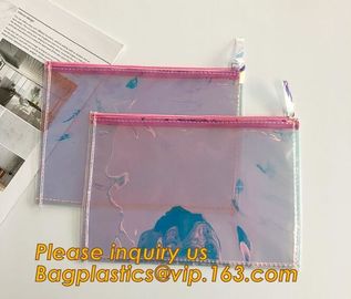 Holographic Factory Manufacture Custom Logo Transparent PVC Cosmetic Bag Women Travel Clear Wash Organizer Pouch bagease supplier