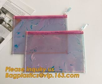 Holographic Factory Manufacture Custom Logo Transparent PVC Cosmetic Bag Women Travel Clear Wash Organizer Pouch bagease supplier