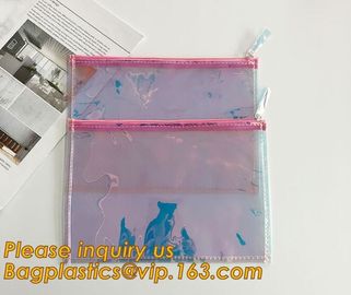 Holographic Factory Manufacture Custom Logo Transparent PVC Cosmetic Bag Women Travel Clear Wash Organizer Pouch bagease supplier