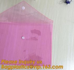 neon button bag, button envelope,A4 Waterproof PVC PP Document Bag,best quality school use pvc document bag for holder supplier