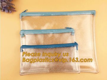 Promotional custom logo transparent pvc waterproof file pouch plastic document bag with zipper,Stationery Document File supplier