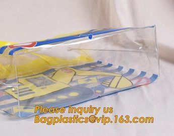 PVC plastic shopping bag transparent handle bags,Waterproof recycled handle shopping square bottom transparent pvc plast supplier