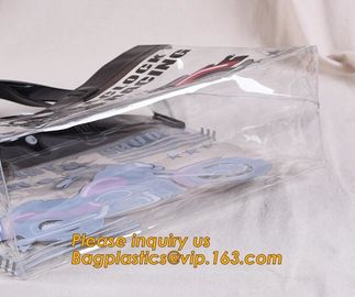 Promotional Plastic eco-friendly transparent clear handle PVC bag for toy,Newest sale plastic handle waterproof PVC wine supplier