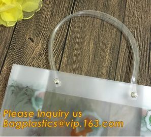 Factory Custom made Environmental PVC clear packaging toy storage handle bag,plastic tote packaging bag with handles fro supplier