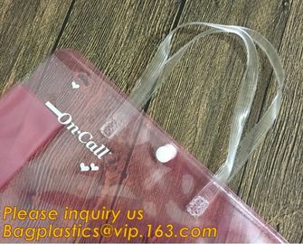 Factory Custom made Environmental PVC clear packaging toy storage handle bag,plastic tote packaging bag with handles fro supplier
