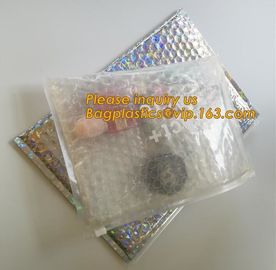 Factory Transparent Cosmetic k clear bubble bags/Hot sale Slider Zipper Bag,wholesale metallic glossy holographic supplier
