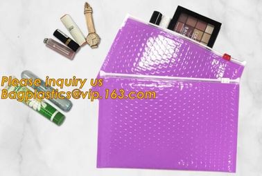 Holographic Factory Shiny gold Cosmetic bag Zipper Bubble Bag zip-lock Slider Padded Mailer metallic bubble zipper bagea supplier