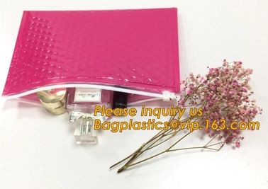 Holographic Factory Shiny gold Cosmetic bag Zipper Bubble Bag zip-lock Slider Padded Mailer metallic bubble zipper bagea supplier