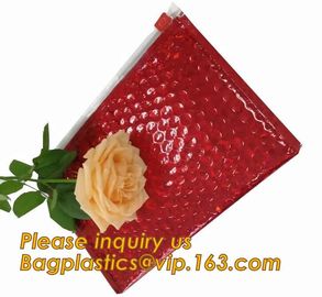 Holographic Factory Shiny gold Cosmetic bag Zipper Bubble Bag zip-lock Slider Padded Mailer metallic bubble zipper bagea supplier