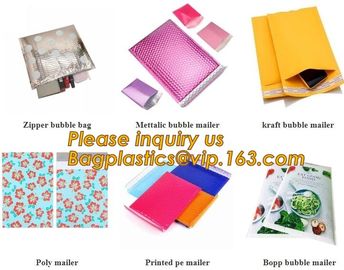 Holographic Factory Shiny gold Cosmetic bag Zipper Bubble Bag zip-lock Slider Padded Mailer metallic bubble zipper bagea supplier