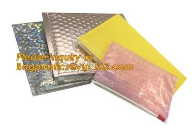 Cosmetic Pink Slider Padded Bag/Holographic k Bag With Bubble,Holographic Metallic Zipper Bubble Bag/Slider Padded supplier