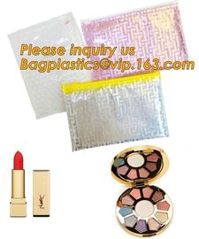 Cosmetic Pink Slider Padded Bag/Holographic k Bag With Bubble,Holographic Metallic Zipper Bubble Bag/Slider Padded supplier
