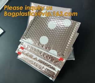 Factory Shiny Rose Gold Silver Cosmetic Zipper Bubble Bag Self Adhesive Plastic Pe Material Mailer Zip Lock Padded Bag, supplier