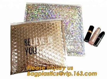 Cosmetic Pink Slider Padded Bag/Silver k Bag With Bubble,Padded Envelopes Cheap Aluminium Foil k Holographic supplier