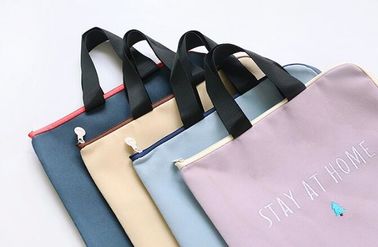 OEM shopping tote color zipper lunch Customized file canvas bag,Recycled canvas cotton bag promotional hanging file tote supplier