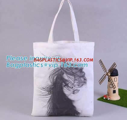 Custom Printed Organic shopping small tote drawstring cotton canvas bag,Eco-friendly printed grocery canvas shopping bag supplier